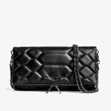 Rhinestone Evening Clutch – Women's, Faux Leather & Detachable Chain Strap