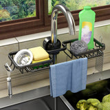 Enhanced Product Title: **Multifunctional Kitchen Organizer - Sponge, Brush & Towel Holder Combo for Space-Saving Efficiency**