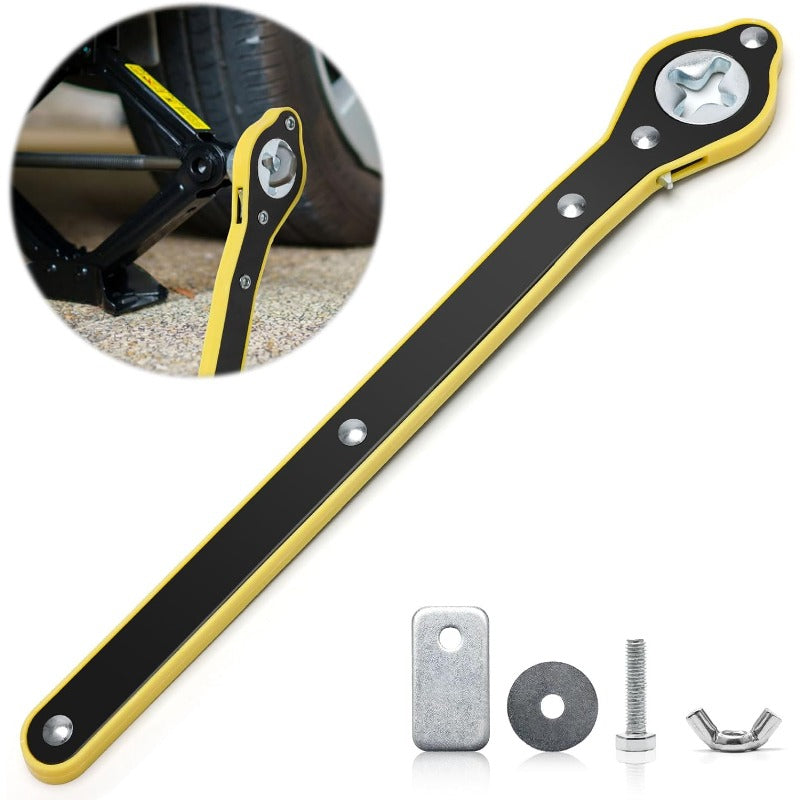 Scissor Jack Ratchet Wrench – Forged Steel, 360° Ratchet & Universal 2-Ton Fit
