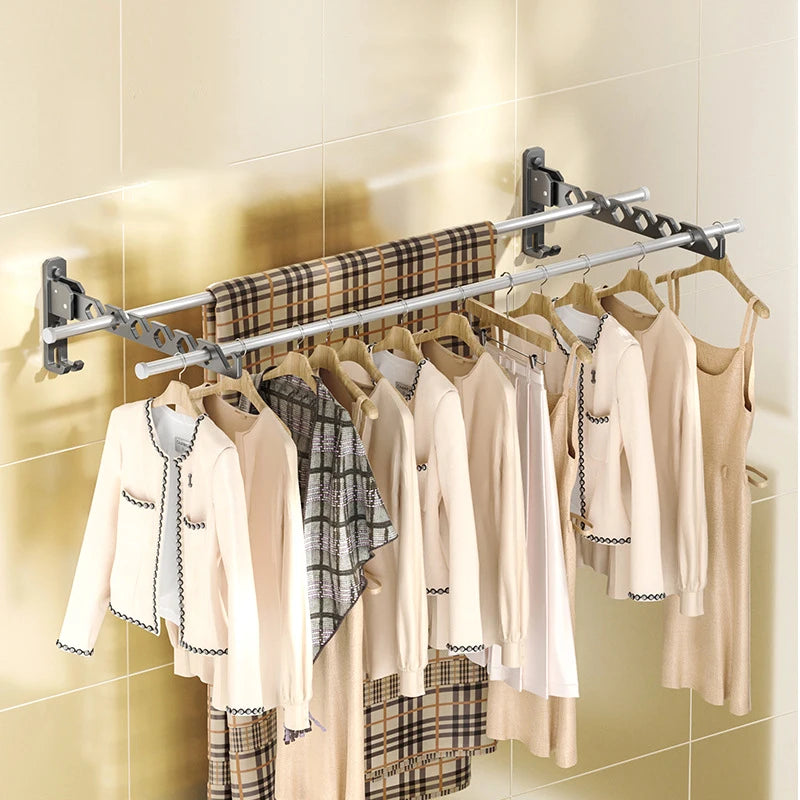 Folding Wall-Mounted Drying Rack – Aluminum, 180° Swivel & Space-Saving