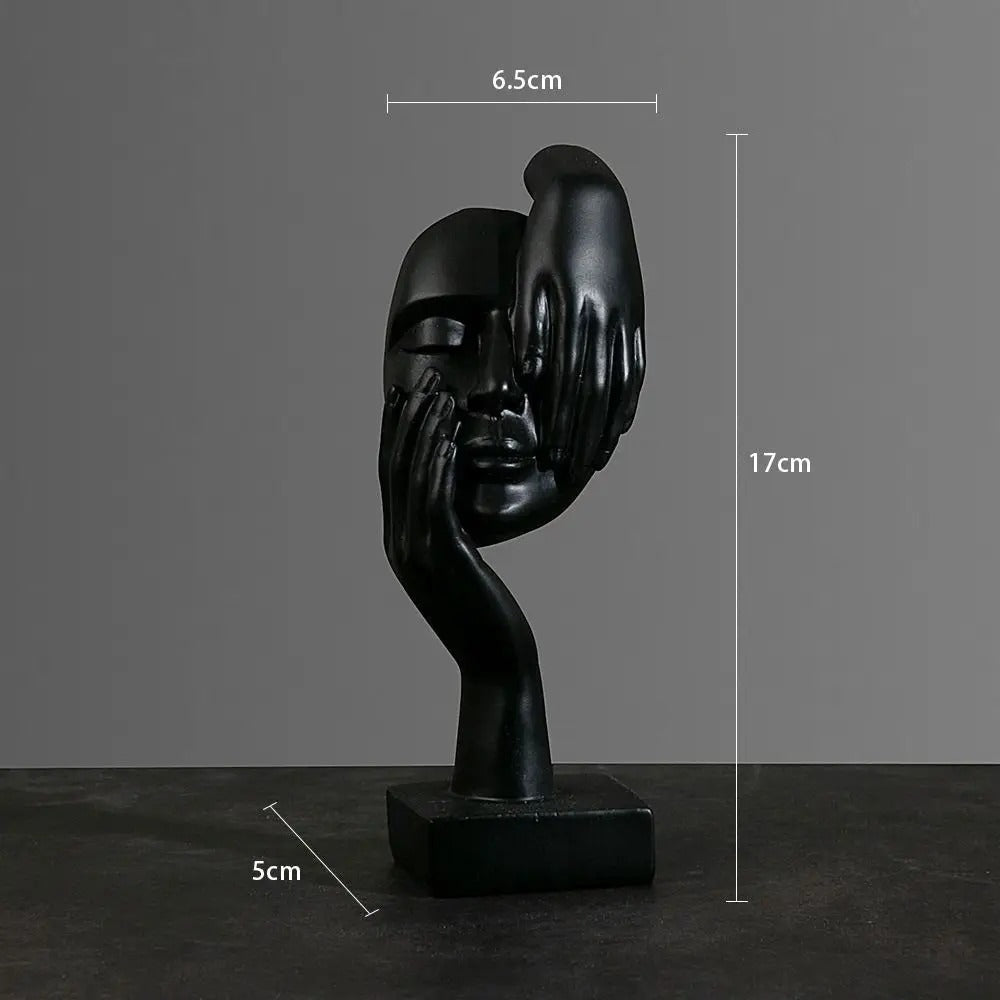 Abstract Face Sculpture – Resin, 17×6.5×5cm, Gold, Black or White Home Decor