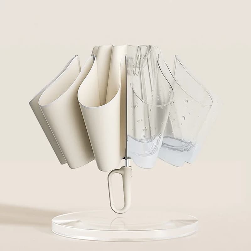 Compact Automatic Umbrella – Windproof Fiberglass, Reflective Strip & One-Button Open