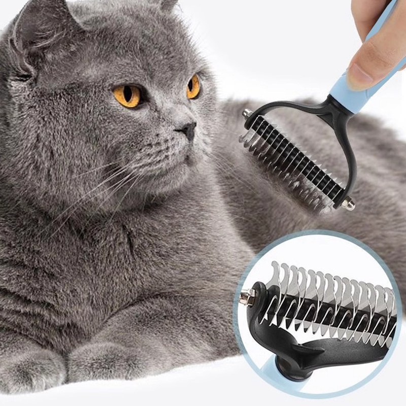Double-Sided Dog Grooming Comb – Detangling & Thinning, Non-Slip Handle & 2 Sizes