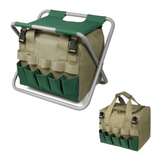 8-Piece Garden Tool Set – Stainless Steel, Folding Stool & Carry Bag