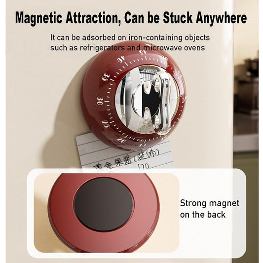Magnetic Mechanical Kitchen Timer – 55-Minute Range, Loud Alarm & Battery-Free