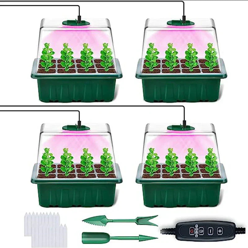 Optimized Product Title: "4er-Set Anzuchtschalen mit LED-Pflanzenlampe & Feuchtigkeitshaube – Ideal für Pflanzenanzucht & Keimung" 

This title includes relevant keywords while maintaining clarity and appeal for potential buyers.