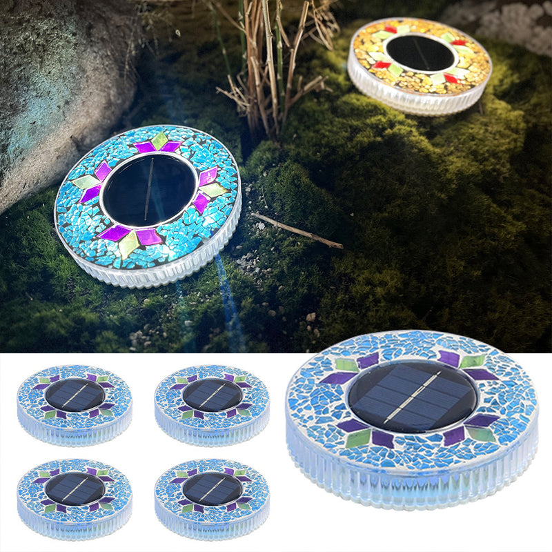Solar Mosaic Glass Path Lights – 6 LEDs, 10-Hour Runtime & 4-Pack with Stakes