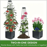 Self-Watering Planter Box with Trellis – Weatherproof, Drainage, Anthracite