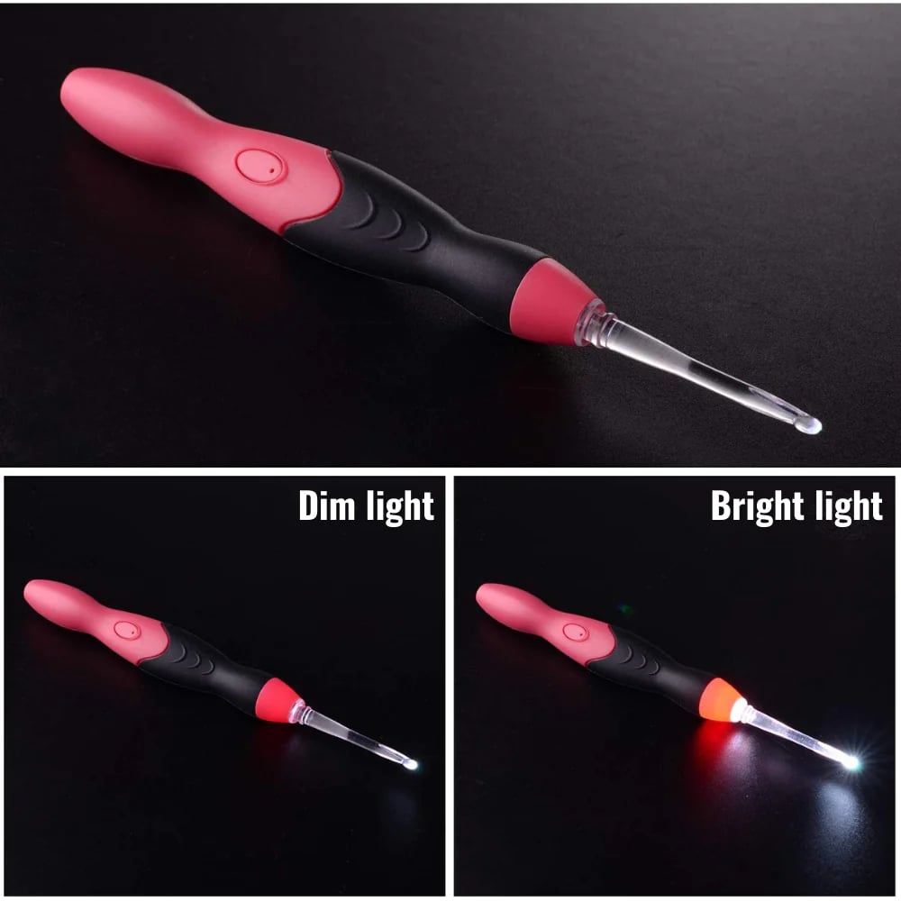 LED Häkelnadel Set – Präzise Maschenkontrolle bei schwachem Licht | Ergonomische Häkelnadeln mit integriertem Licht