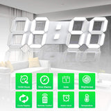 3D LED Digital Wall Clock – 38cm, Remote Control & Temperature Display
