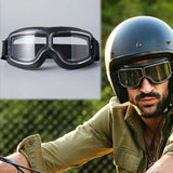 Vintage Motorcycle Goggles – Polycarbonate Lens, Fits Over Glasses & Adjustable Strap