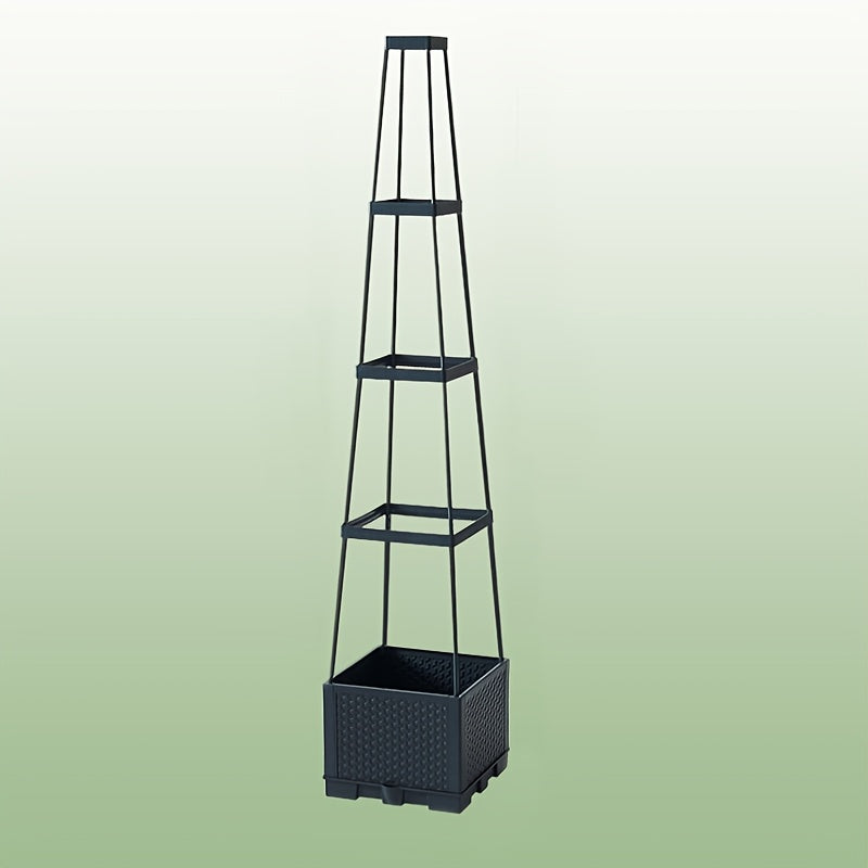 Self-Watering Planter Box with Trellis – Weatherproof, Drainage, Anthracite