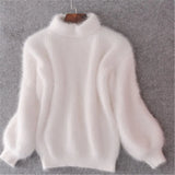 Livia Angora Knit Sweater - White