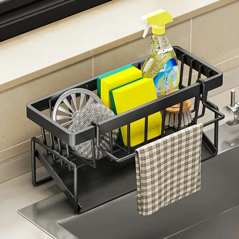 Kitchen Sink Organizer – Stainless Steel, Drip Tray & Towel Bar, 23×9×10 cm