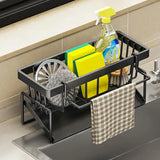 Kitchen Sink Organizer – Stainless Steel, Drip Tray & Towel Bar, 23×9×10 cm