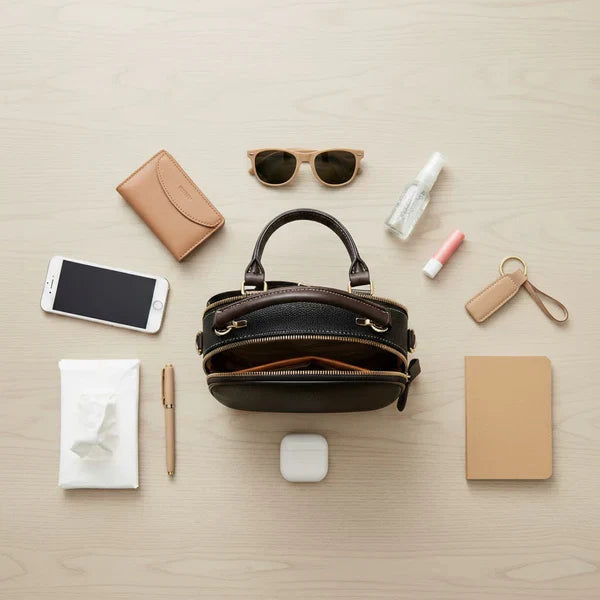 Stylische Kompakte Umhängetasche aus leichtem Kunstleder – 5 Fächer für optimale Organisation