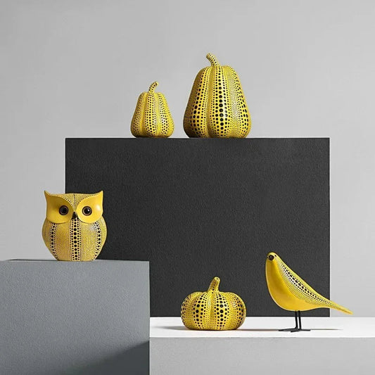 Yellow Resin Decorative Figurine Collection
