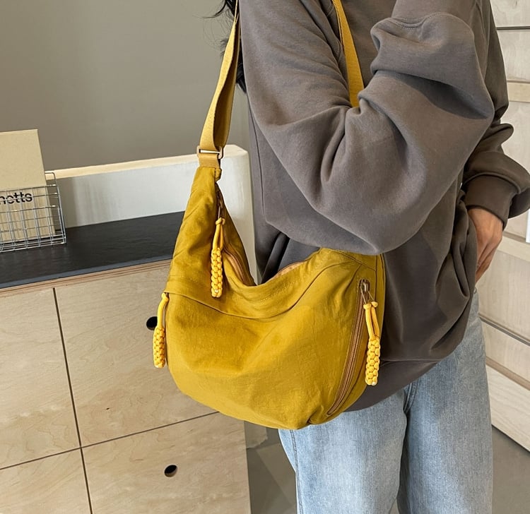 Nylon Crossbody Bag – Multiple Compartments, Adjustable Strap, 34×22cm, Unisex