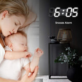 3D LED Digital Wall Clock – 38cm, Remote Control & Temperature Display