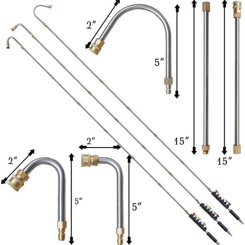Pressure Washer Telescopic Extension Wand – 275 Bar, 1/4" Quick-Connect & Nozzle Set
