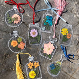 Dried Flower Bookmark Set 30 Pieces – Clear Acrylic, 5 Designs & Decorative Tassel