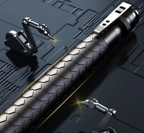 Automatic Telescopic Steel Baton – Push-Button Extend to 53.5cm, Anti-Slip Grip & 23cm Folded