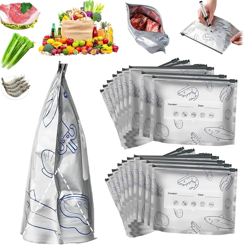 Optimized Product Title: **Wiederverwendbare Aluminiumfolie Frischhalte-Beutel – Bis zu 200 Anwendungen für Frische und Nachhaltigkeit**