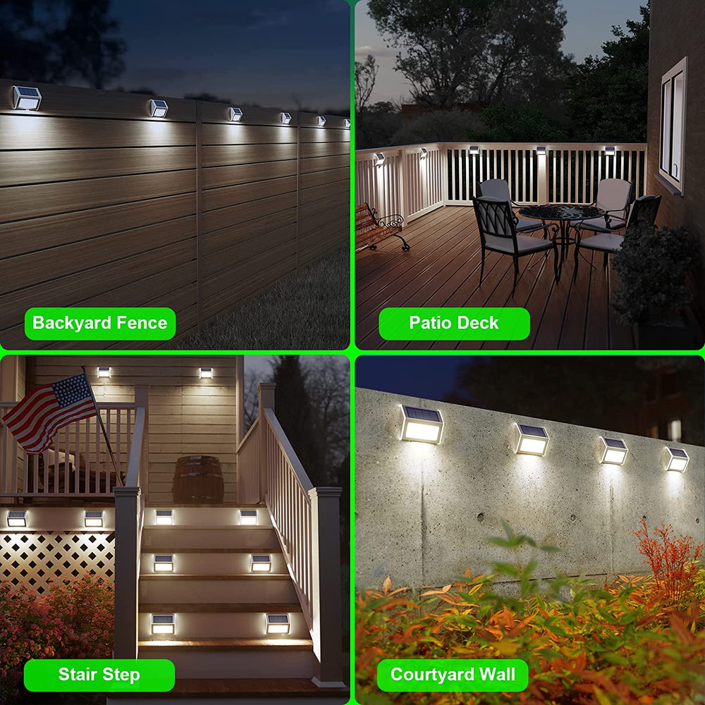 Solar Wall Lights – 6-Pack, IP44 Waterproof, Stainless Steel & Auto Dusk-to-Dawn