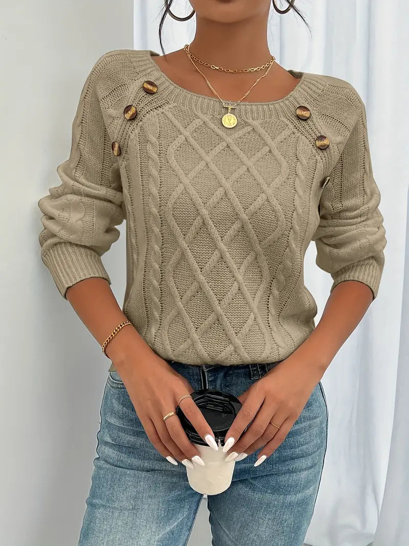 Enhanced Product Title: "Lina Langärmeliger Pullover mit Zopfmuster – Lässiger Rundhals-Pullover für Damen, Bequeme Strickmode für Herbst/Winter" 

This title includes relevant keywords while providing more detail about the product, making it more appeali