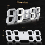 3D LED Digital Wall Clock – 38cm, Remote Control & Temperature Display