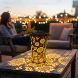 Solar Garden Lantern – Sunflower Pattern, LED Light & Weatherproof Metal