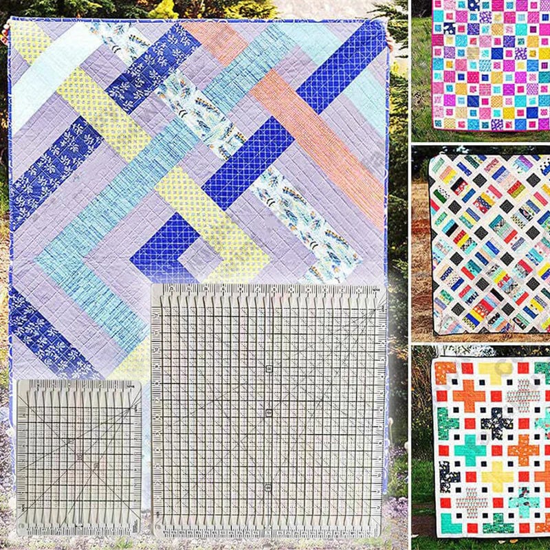 Quilting Cutting Ruler with Non-Slip Grip – 35×20cm, Cuts 6 Fabric Layers & Ambidextrous