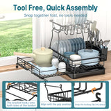 2-Tier Dish Drying Rack – Expandable, Drip Tray & Cutlery Holder