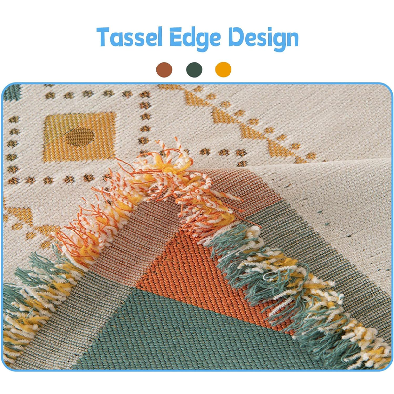 Chenille Sofa Throw – Reversible Geometric Fringe, Machine-Washable & 180×130–300cm