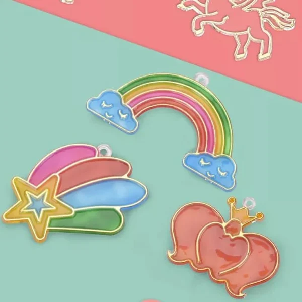 Kids Crystal Craft Kit – 30×30cm Canvas, No-Bake Glue & 9 Designs
