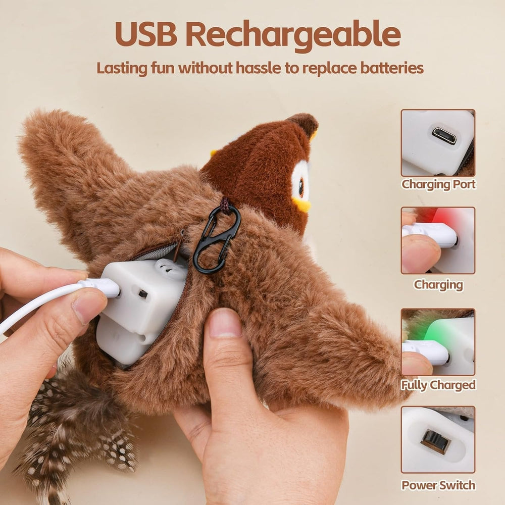 Interactive Cat Bird Toy – Motion Sensor, Chirping & Flapping, USB Rechargeable & Catnip