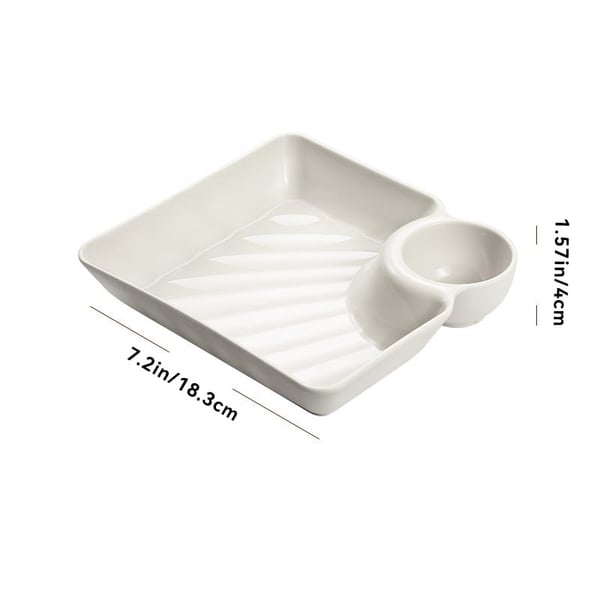 Enhanced Product Title: "Dip-Teller mit Integriertem Soßenfach – Perfekt für Sauberes Genießen ohne Kleckern" 

This title maintains the original product's key features while adding keywords that improve searchability and appeal.