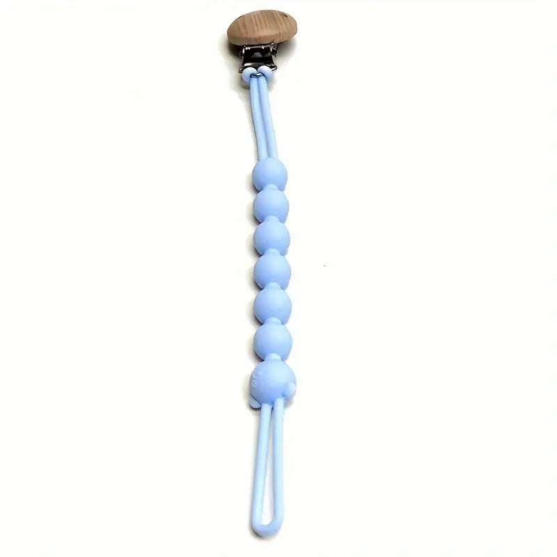 Silicone Pacifier Clip Chain – BPA-Free, Wooden Clip & Bear Design for Babies