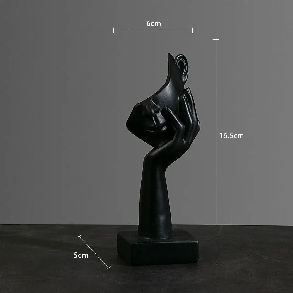 Abstract Face Sculpture – Resin, 17×6.5×5cm, Gold, Black or White Home Decor