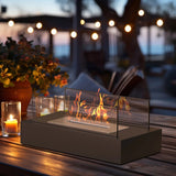 Bioethanol Tabletop Fireplace – Safety Glass, Smokeless & Portable Black Design