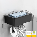 No-Drill Toilet Paper Holder – Stainless Steel, Phone Shelf & Adhesive Mount