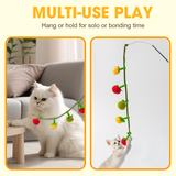 Catnip Cat Toy String – Plush Fruits, Jingle Bells & 48cm Interactive Wand