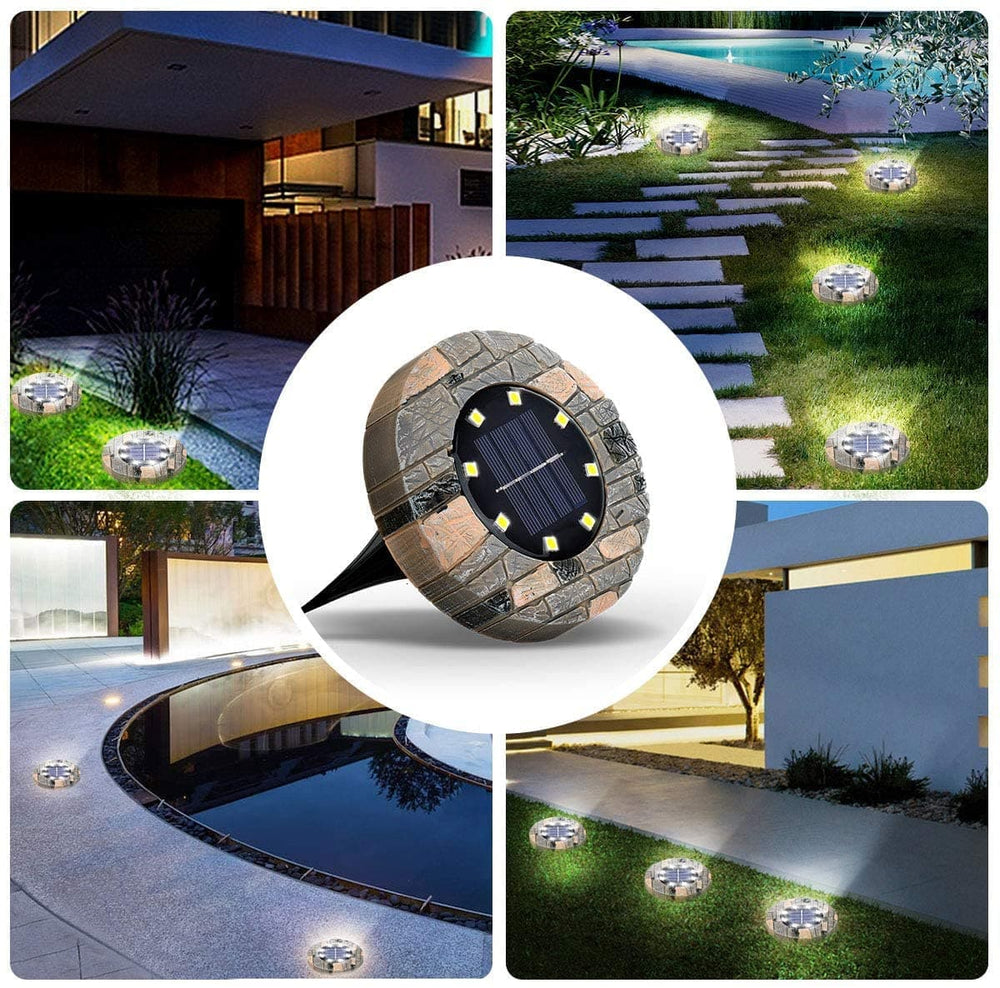 Solar Garden Pathway Lights – 12 LEDs, Warm White & Set of 8 with Ground Stakes