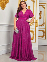 Elegant Plus-Size Maxi Evening Dress for Fall - Luxurious Style & Comfort