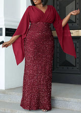 Chic Plus-Size Midi Dress for Fall Banquets - Elegant Autumn Fashion
