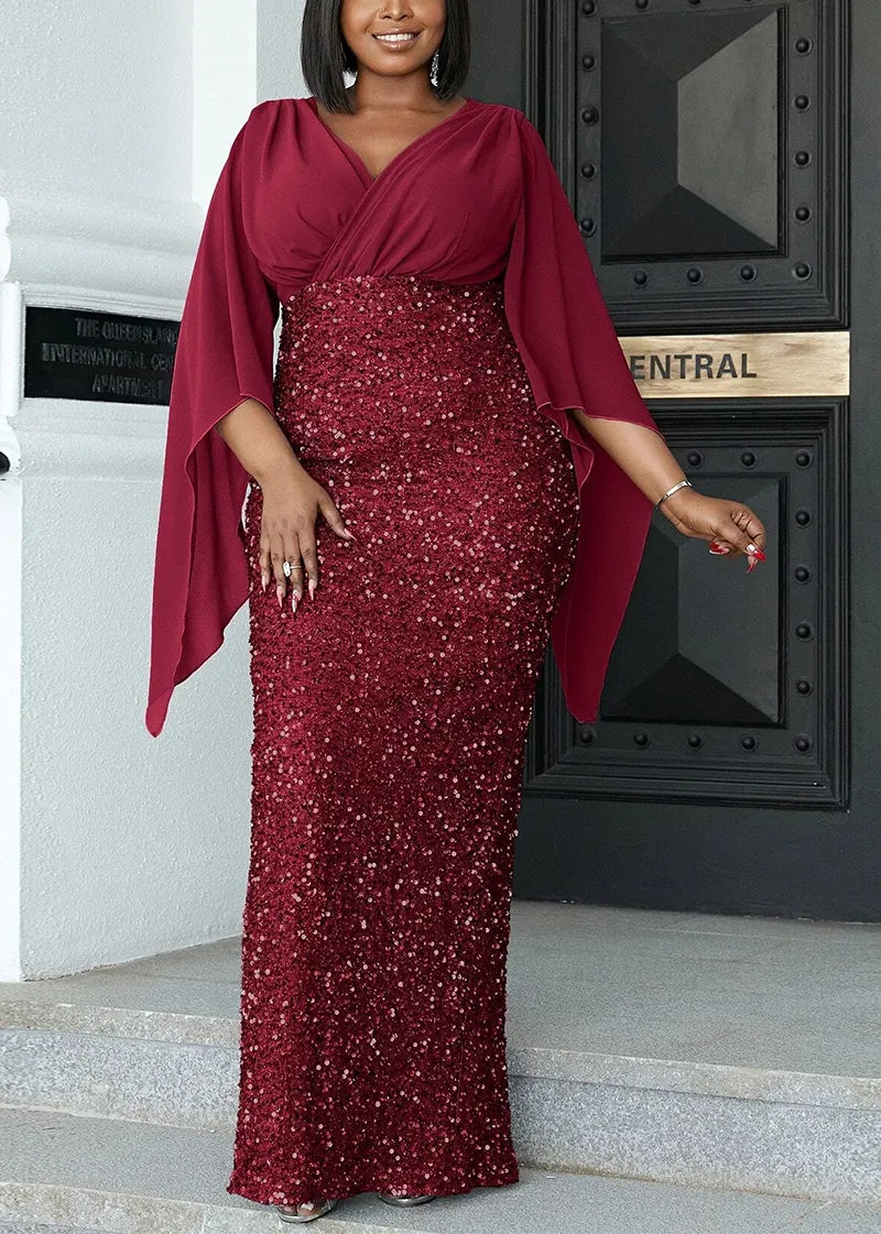 Chic Plus-Size Midi Dress for Fall Banquets - Elegant Autumn Fashion