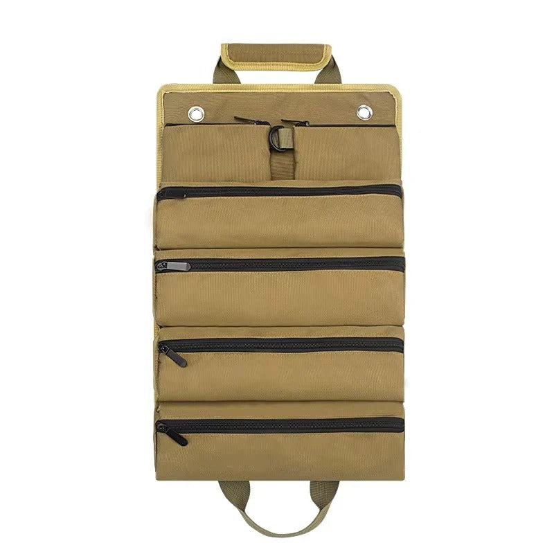 Roll-Up Tool Bag – Multiple Pockets, Removable Trays & Carry Handle