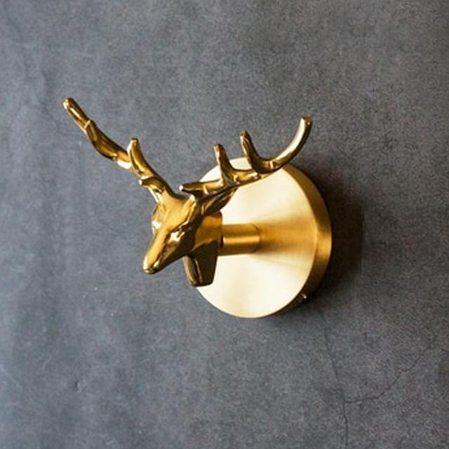 Brass Wall Hooks – Solid Brass, Animal Head Design & Gold Finish
