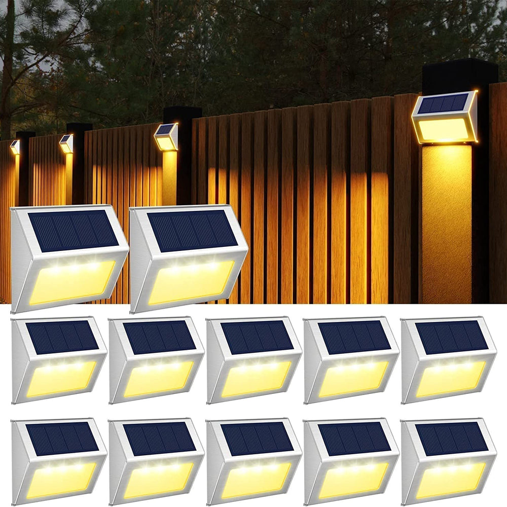 Solar Wall Lights – 6-Pack, IP44 Waterproof, Stainless Steel & Auto Dusk-to-Dawn