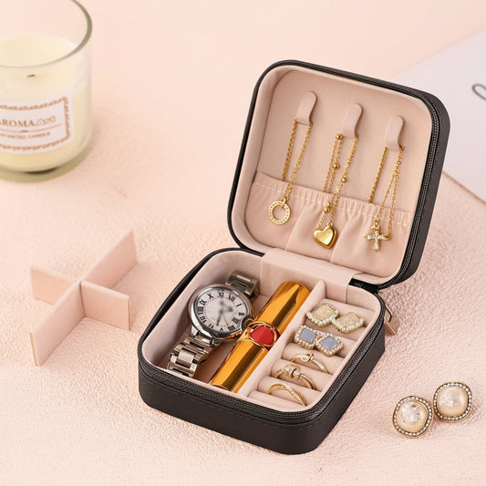 Travel Jewelry Box – Zipper Closure, Fabric Lining & Mother's Day Gift
